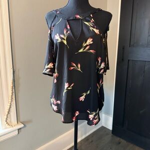 Sienna Sky Black Floral Cold Shoulder Blouse